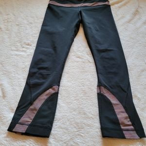 Lululemon Run Inspire Crop II Space Black Multi Striped Cropped Leggings *sz 4*